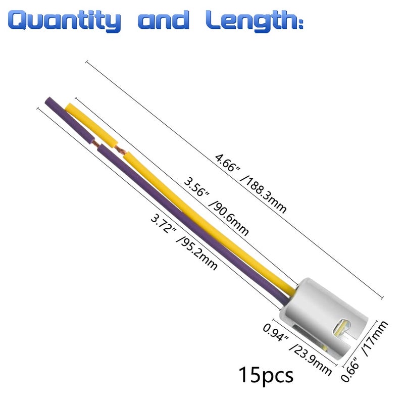 WMYCONGCONG 15 PCS 1156 Light Socket Connector Car Bulb Wire Lamp Socket Wiring Harness Connector Plug Pigtail Adapter for Truck Light LED, Random Wire Color - Image 3